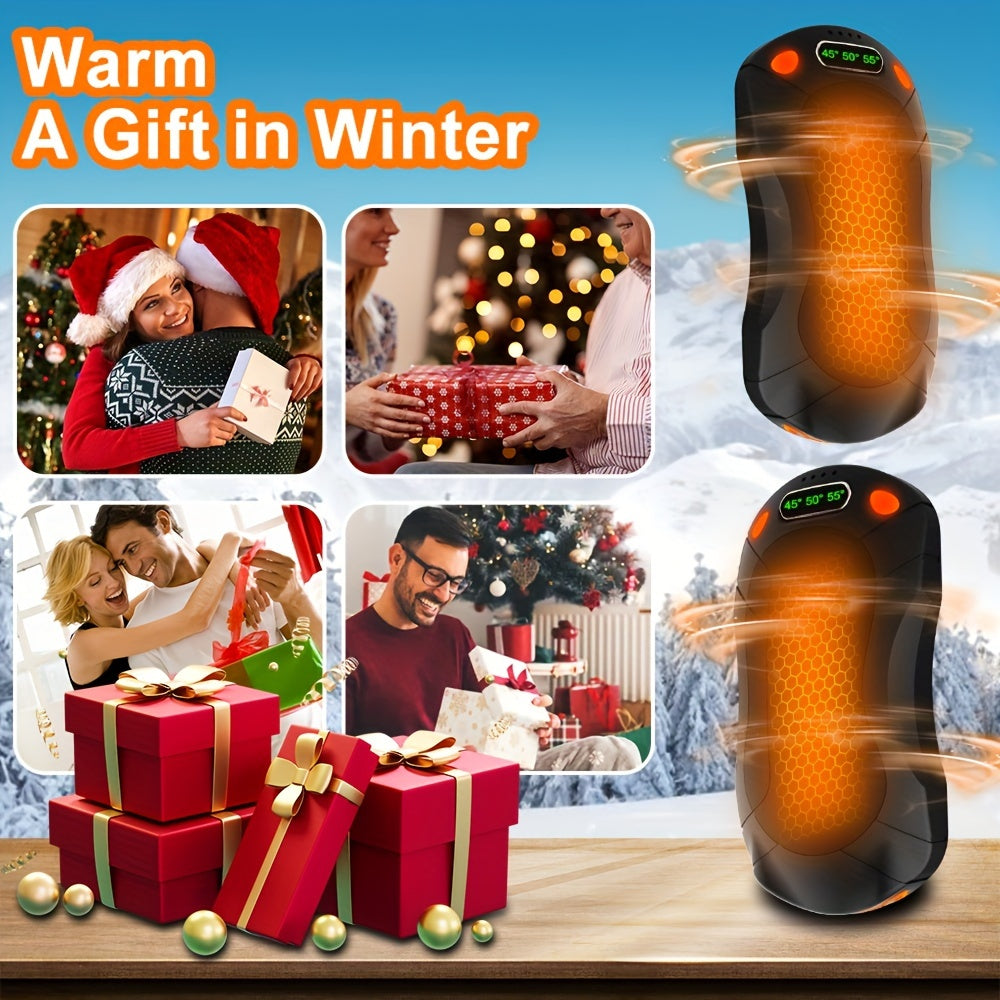 Portable Electric Heater with 3 Heat Levels and Rechargeable Magnetic Hand Warmer for Camping and Skiing