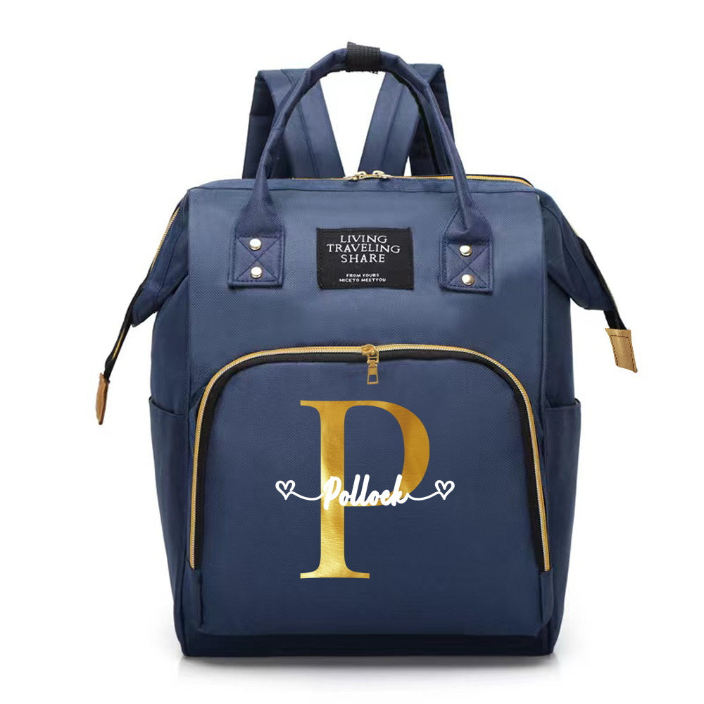 Personalized Oxford Cloth Diaper Bag with Large Capacity and Bottle Organizer