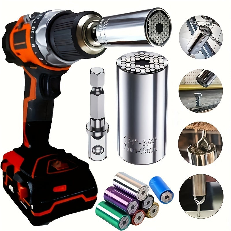 Multi-Functional 7-19mm Hex Universal Torque Wrench Socket