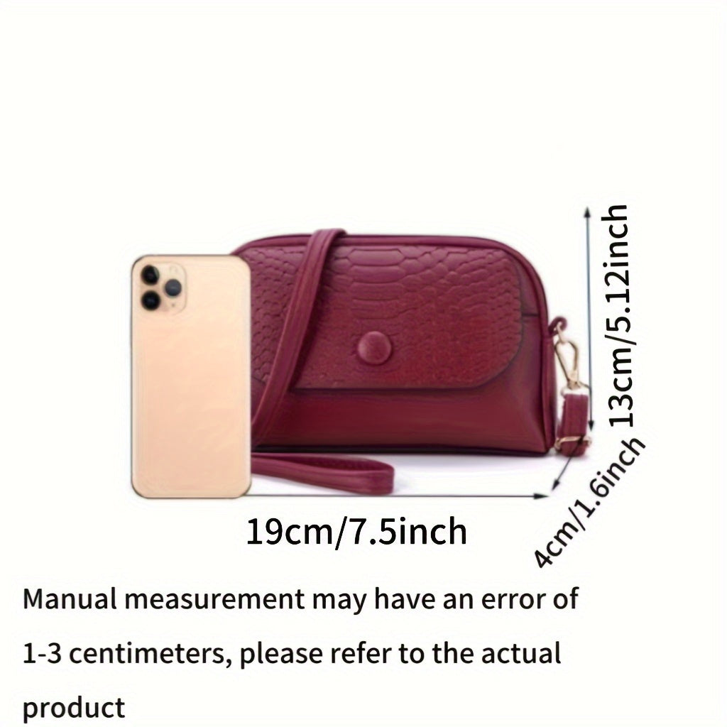 Mini Crossbody Bag for Women with Removable Strap Zipper Closure Solid Color