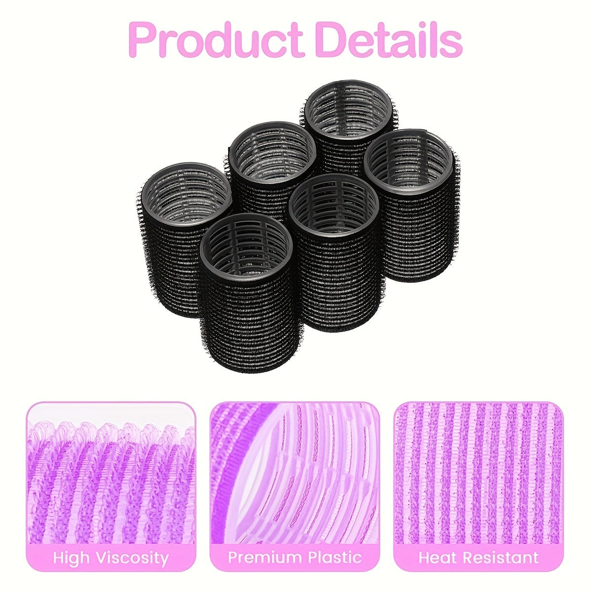 12-Piece Self-Gripping Hot Rollers Set for Long and Medium Hair 4cm Diameter with Hair Clips
