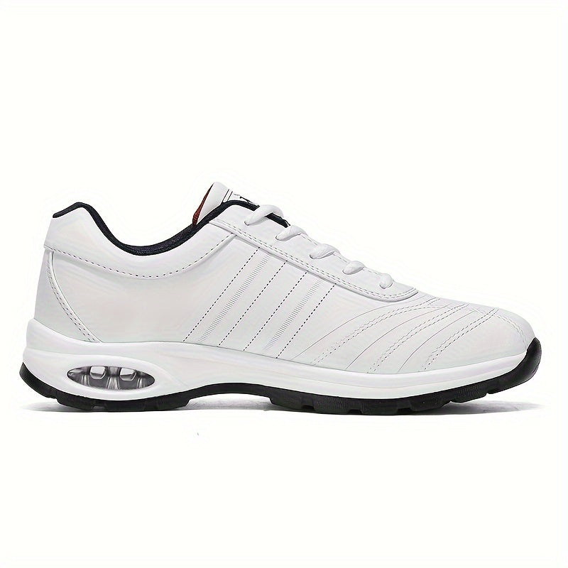 Men's All-Season Microfiber Leather Sneakers with Air Cushion and Non-Slip Rubber Sole