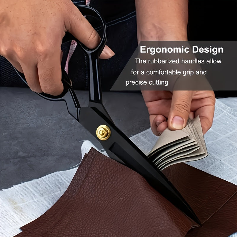 High Carbon Steel Tailor's Scissors for Fabric Cutting Right-Handed Ergonomic Black Handles