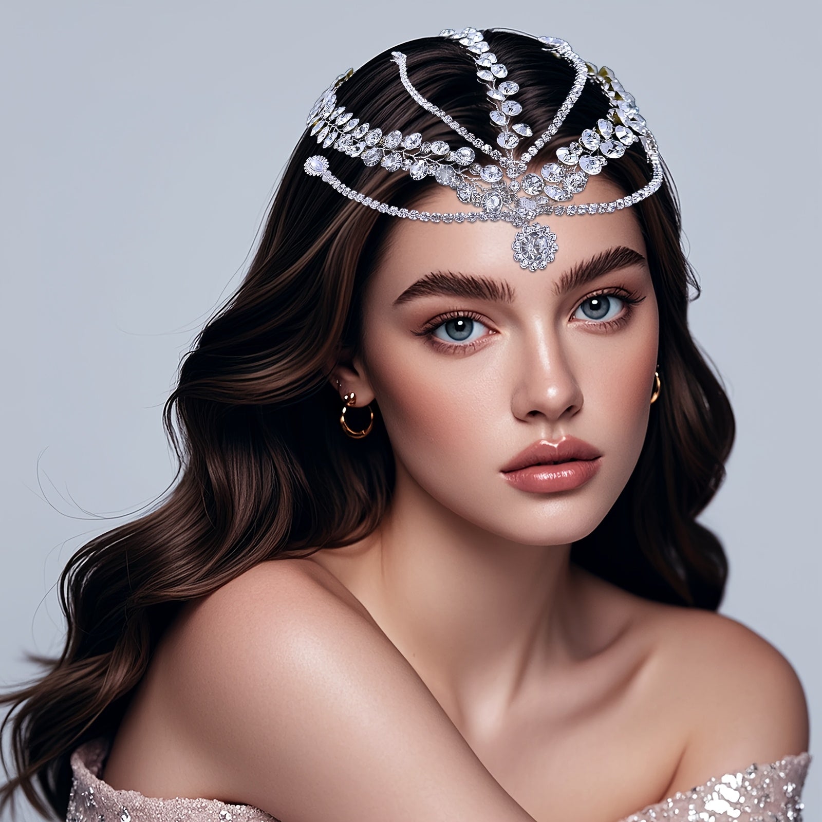 Bridal Rhinestone Headband Beaded Floral Tiara Wedding Hair Accessory