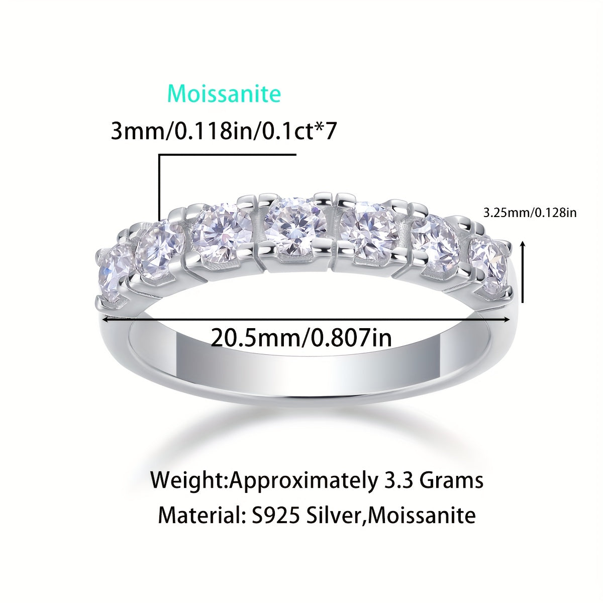Unisex Sterling Silver Moissanite Ring 0.7 Carat Engagement Wedding Party Gift