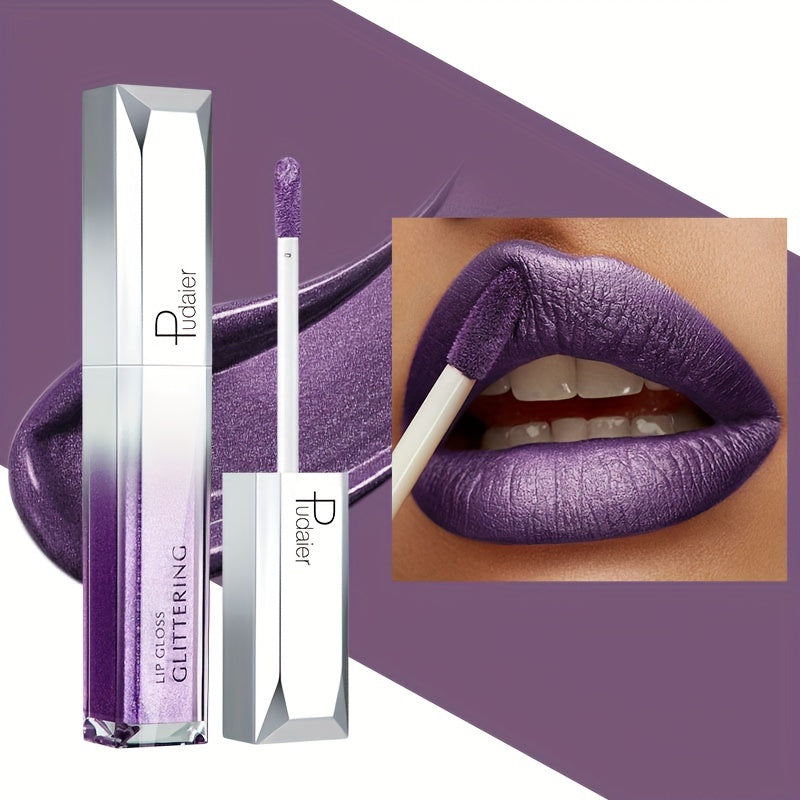 Women Sparkling Glitter Metallic Lip Gloss Waterproof Long-Lasting 18 Colors