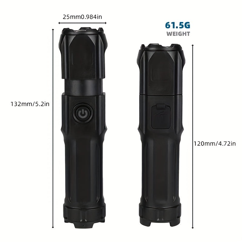 Portable Rechargeable Telescopic Flashlight with Zoom for Outdoor and Home Use