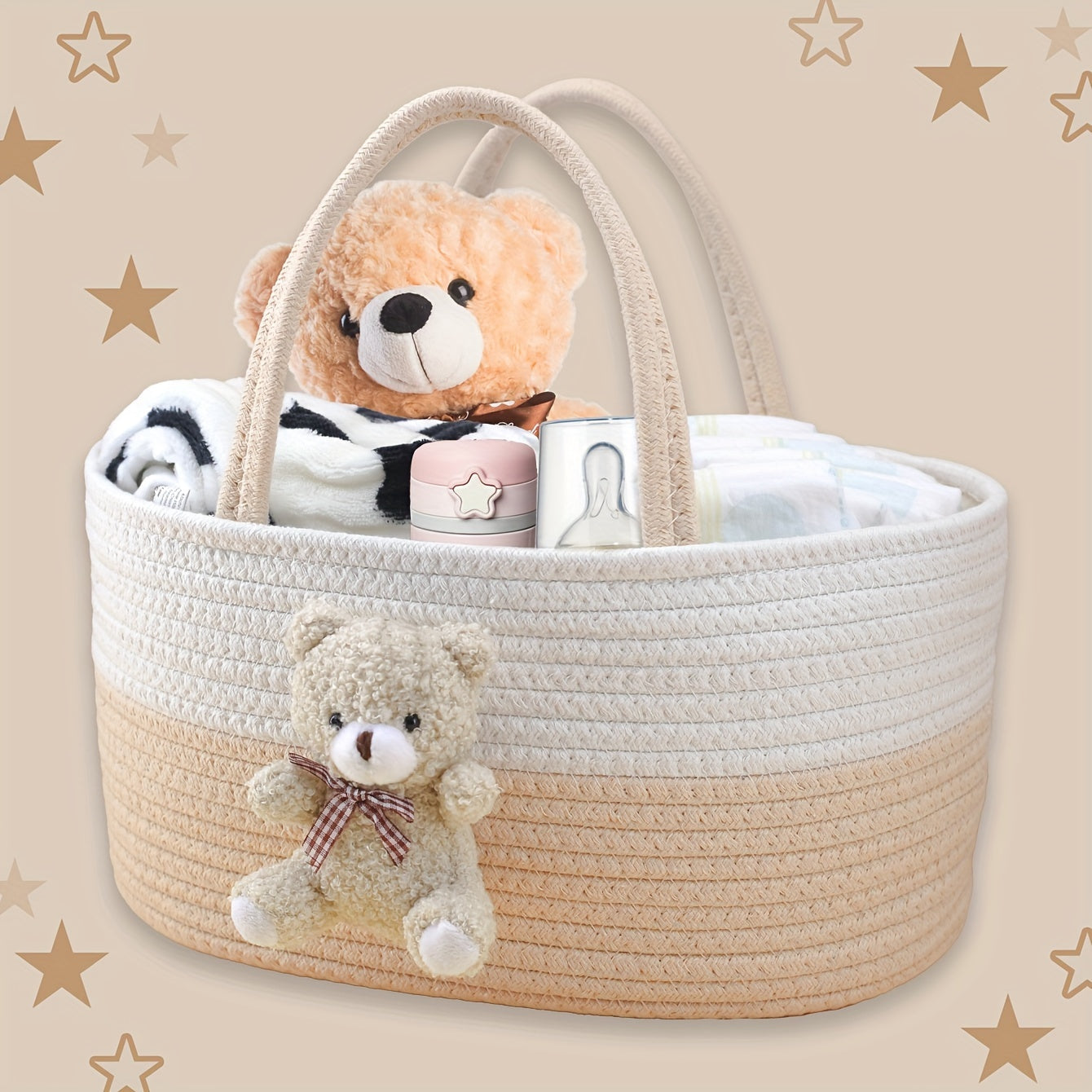 Nursery Diaper Caddy with Handles Storage Basket for Diapers Wipes Toys