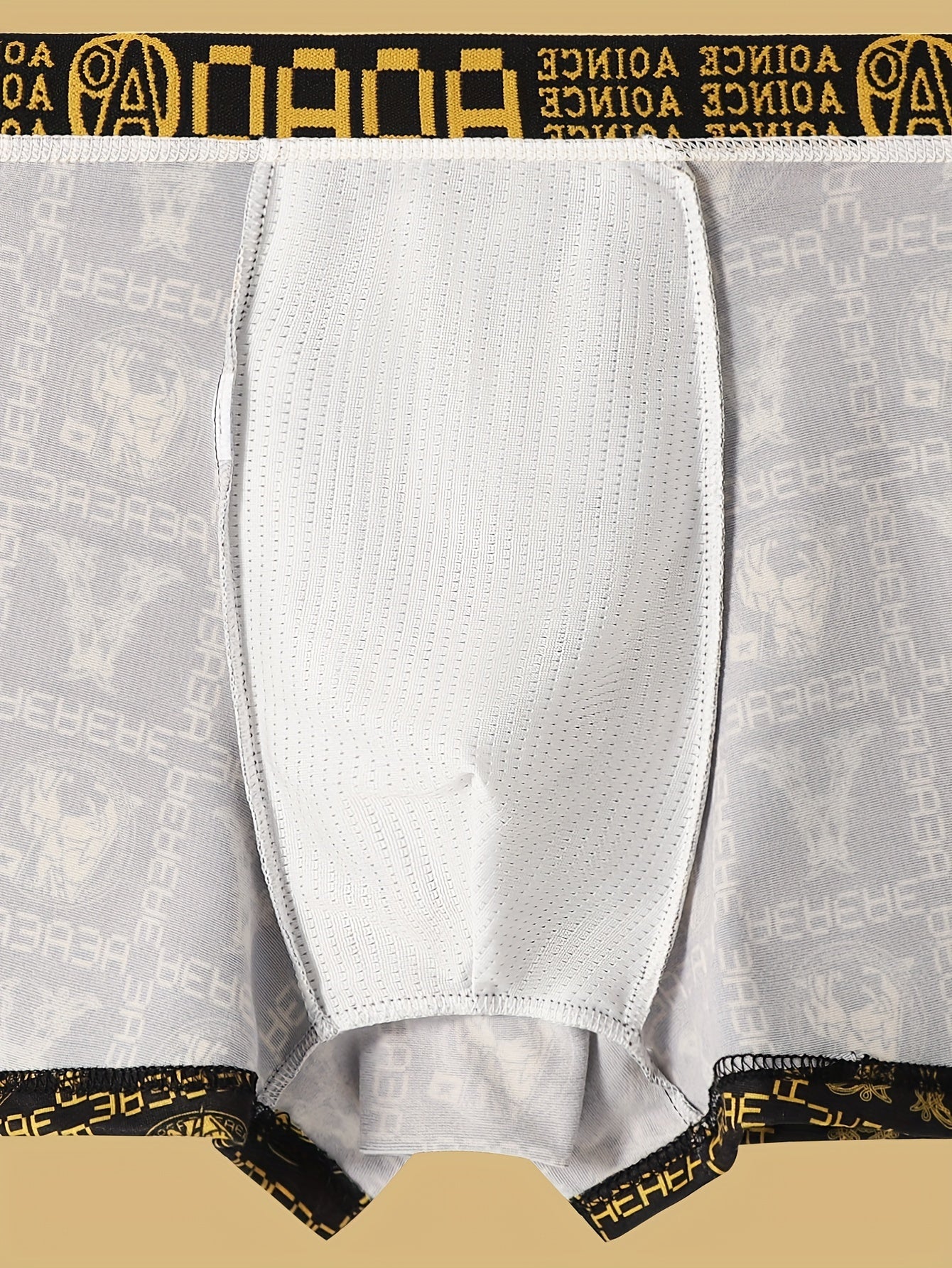 Men's Boxer Briefs Breathable Polyester Blend with Gold Chain Print Casual Fit