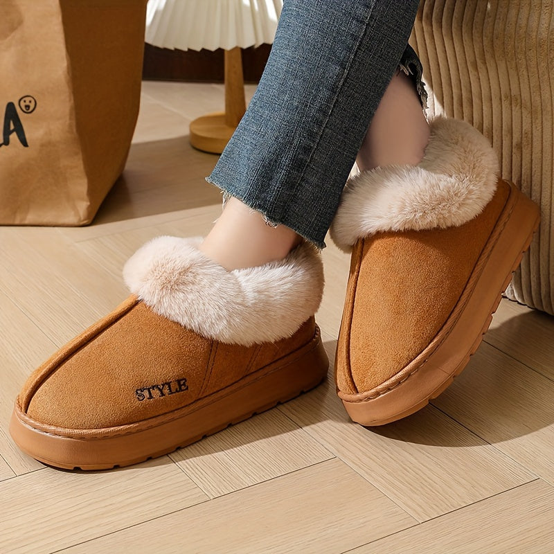 Pantuflas de felpa con forro de forro polar para hombre en gris y beige para uso casual en interiores