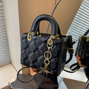 Women's Quilted PU Shoulder Bag Solid Color Zipper Closure for Day and Evening