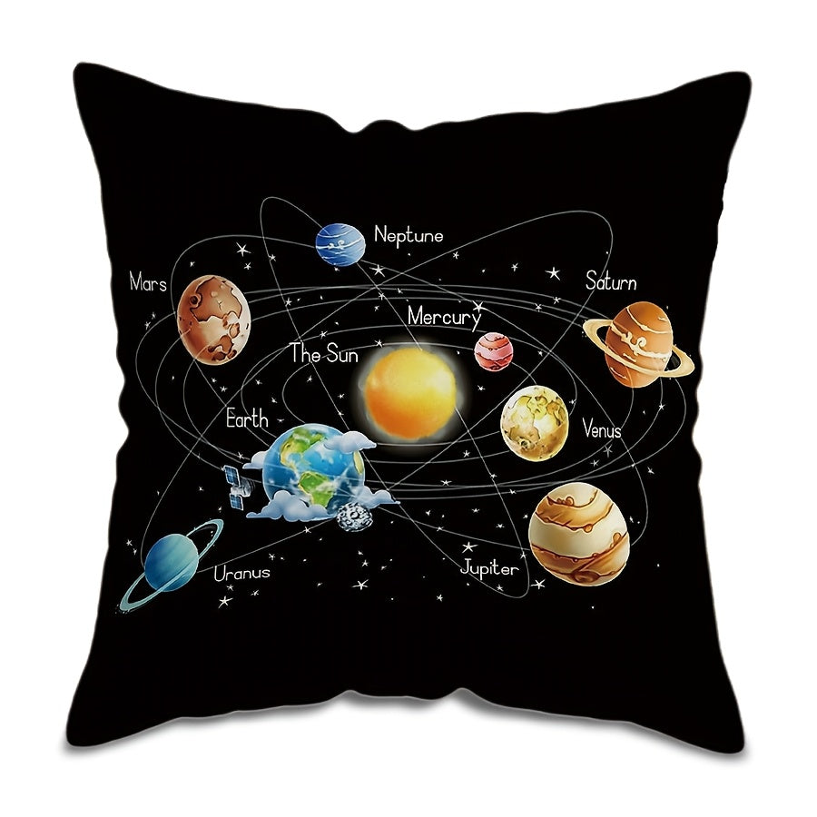 Galaxy Print Throw Pillow Cover Polyester 45cm Square Modern Home Decor