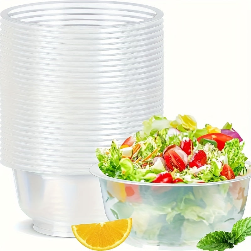 Set of 20 Clear Disposable Plastic Bowls for Salads Soups and Desserts