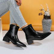 Women's Black Pointed Toe High Heel Boots Stylish Elegant