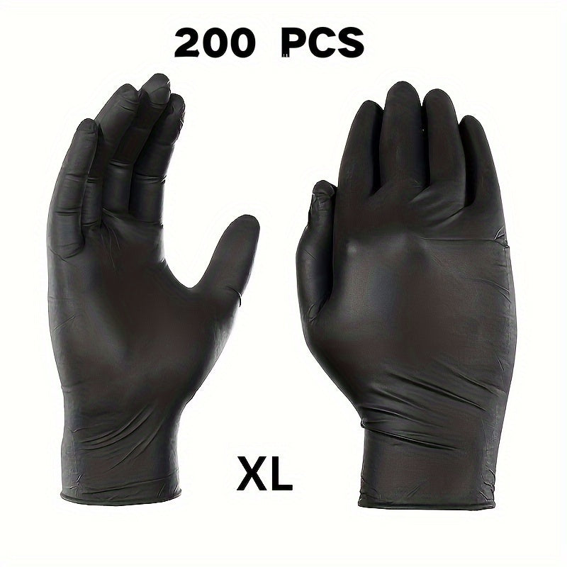 200 Black Disposable Nitrile Gloves Powder Latex Free Waterproof for Cleaning Tattoo Haircut