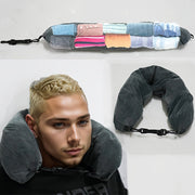 Black Adjustable Dutch Velvet Travel Neck Pillow with Long Zipper for Comfort