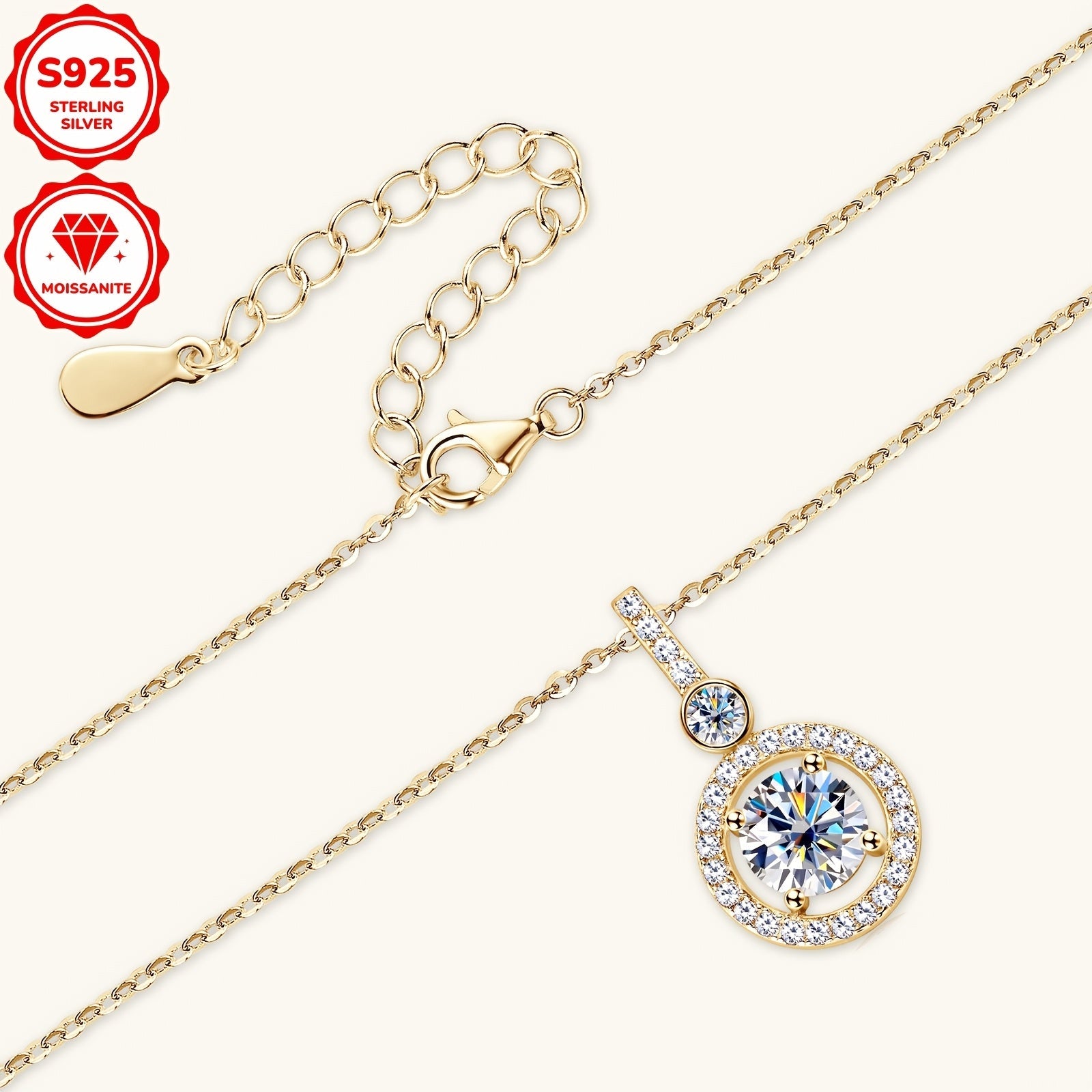 Sterling Silver Pendant with Mozambique Stones 6.5mm and 1.33ct Jewelry for Women