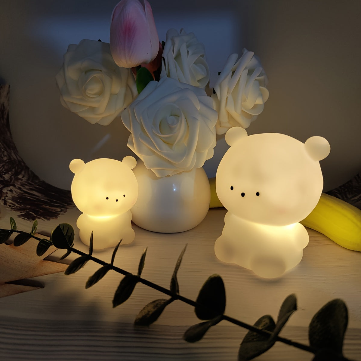 Luz nocturna LED en forma de oso alimentada por batería con control de palanca Juegos pequeños y grandes