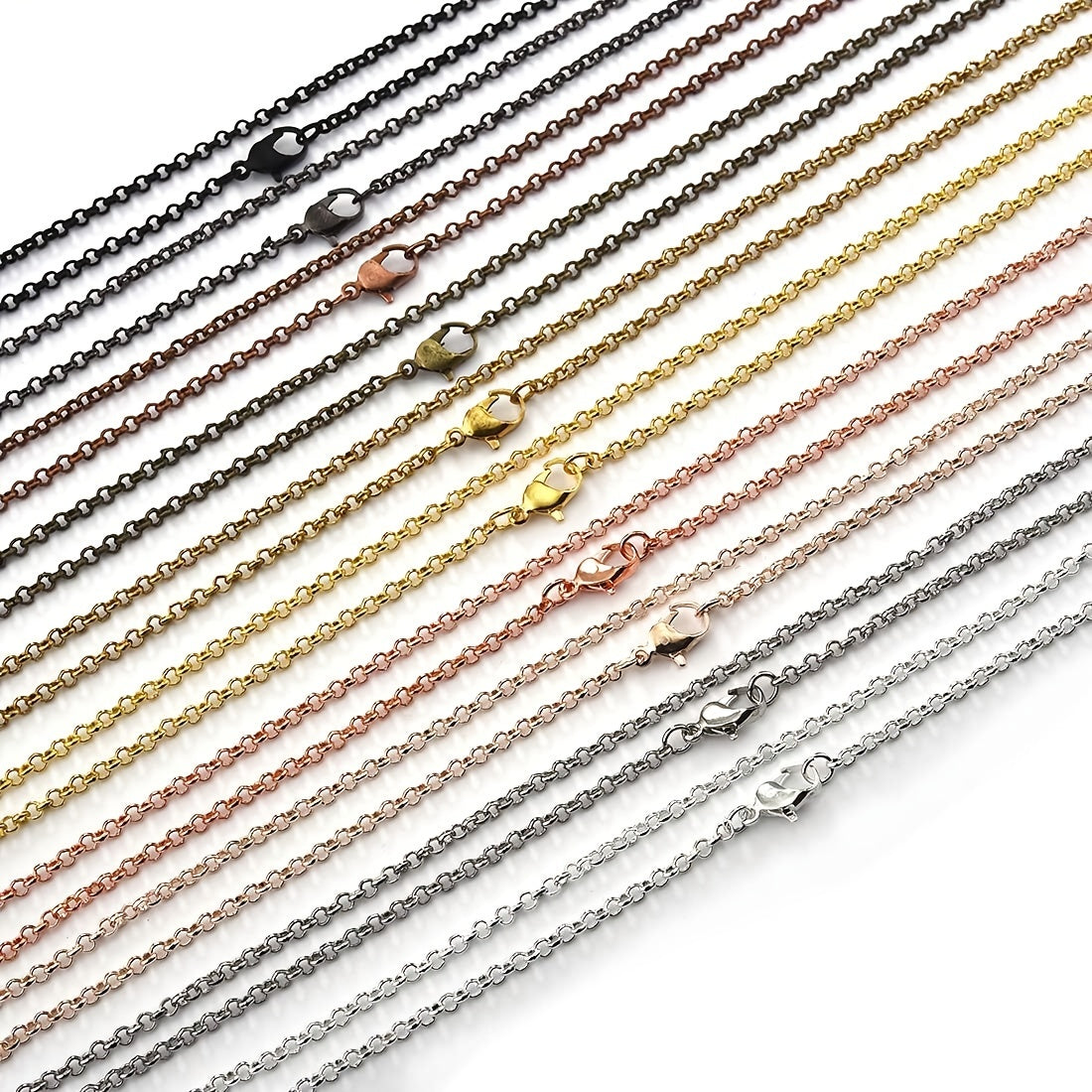 Paquete de 10 cadenas de collar con eslabones en tono latón de 53.34cm con cierres de langosta para fabricación de joyas