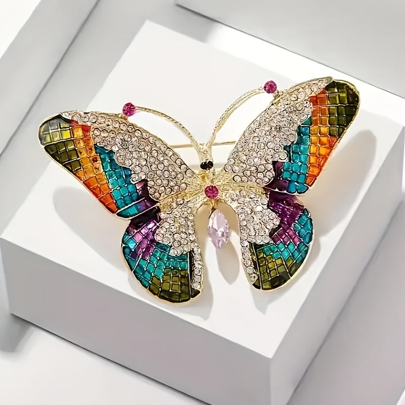 Women’s Alloy Butterfly Brooch Pins with Rhinestones Elegant Jewelry Accessories
