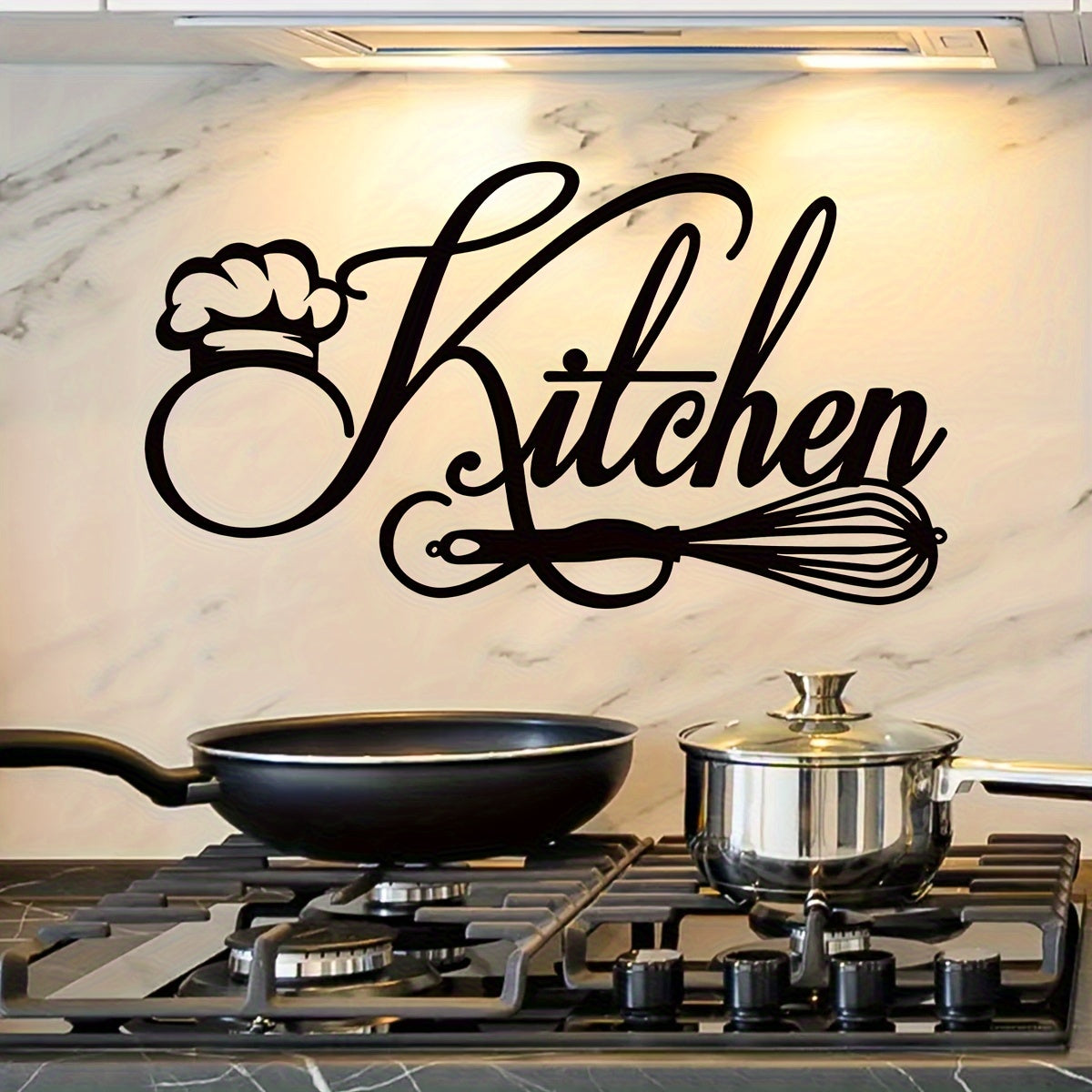 Kitchen Wall Decal Chef Hat and Whisk Design Removable Self-Adhesive Durable