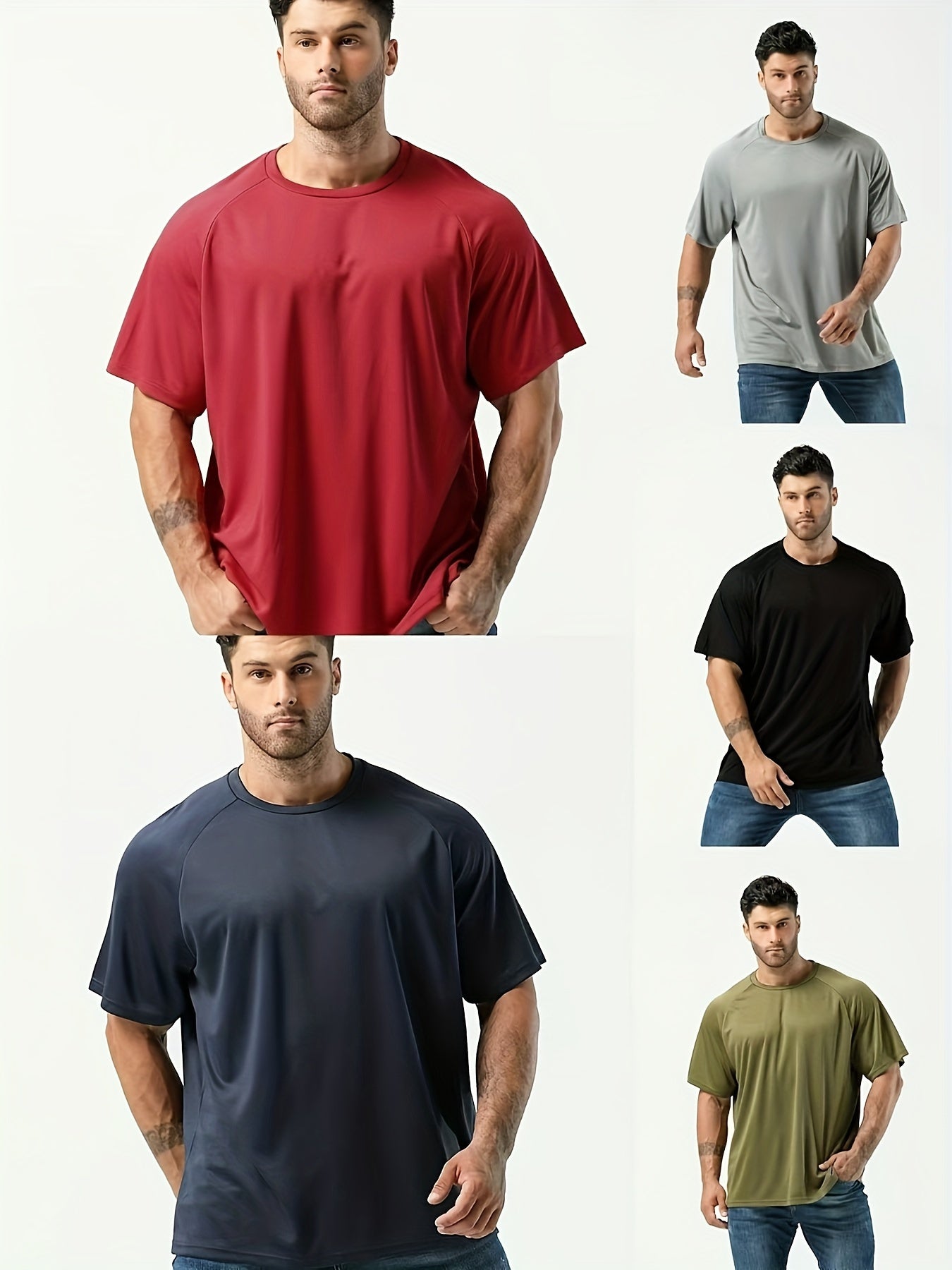Мужские спортивные майки больших размеров, влагоотводящие, быстро сохнущие, короткий рукав, полиэстер