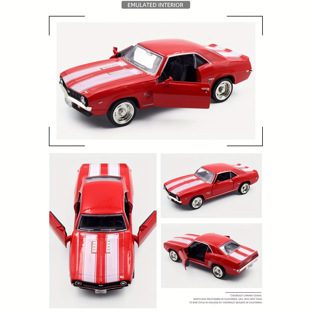 Kids Toy Car 1:36 Scale Alloy Pull-Back Double Door Red Black