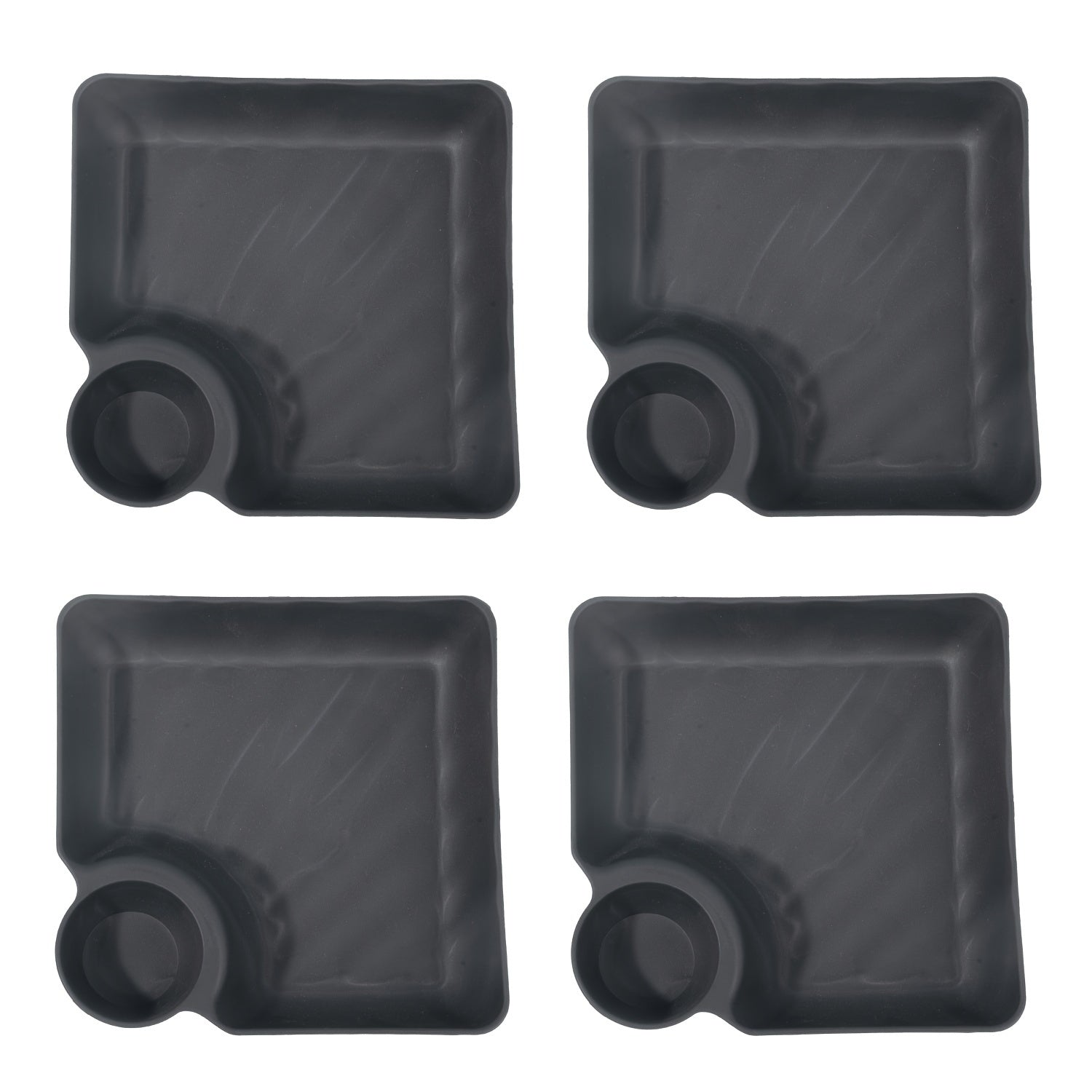 4-Piece Chip and Dip Serving Platter Set with Sauce Compartments for Snacks and Appetizers