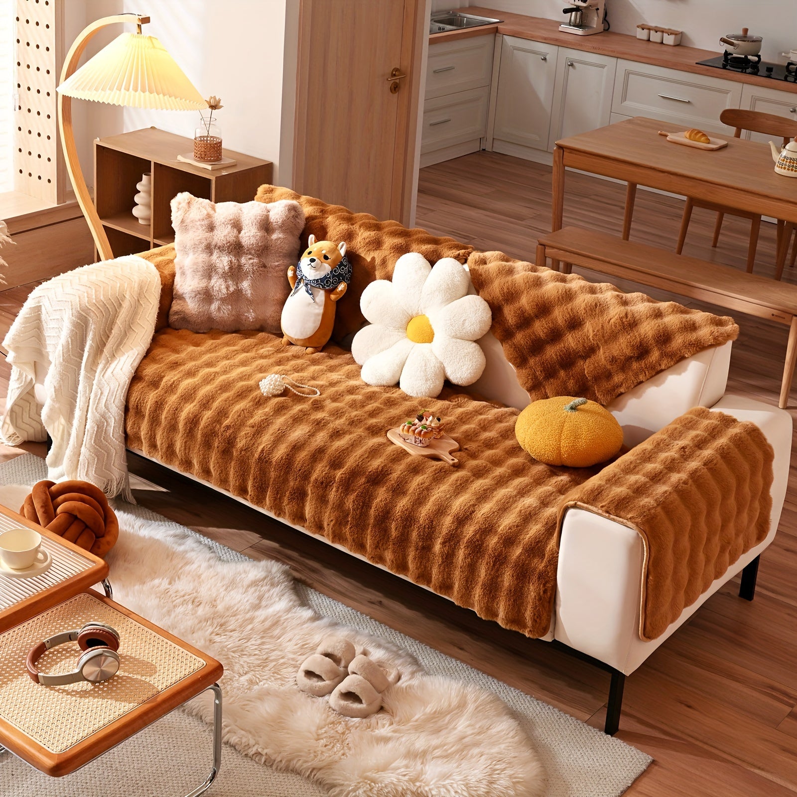 Накидка на диван из флиса для 2-4 местных диванов в 8 цветах, моющаяся в машине, дружелюбная к питомцам, современный дизайн