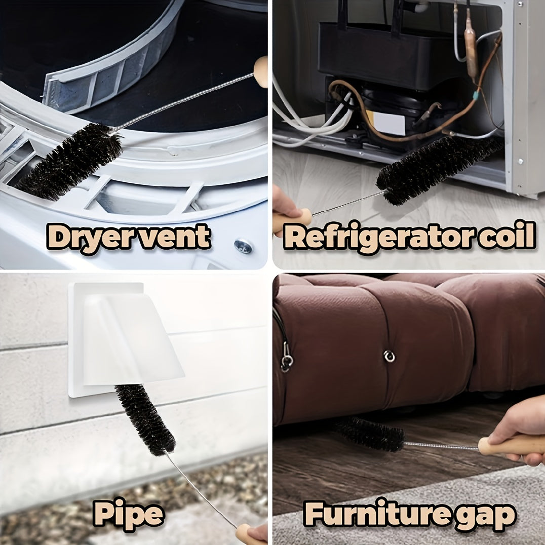 Flexible Dryer Vent Cleaner Kit with Lint Brush, Stainless Steel, for Refrigerator and Fire Exhaust