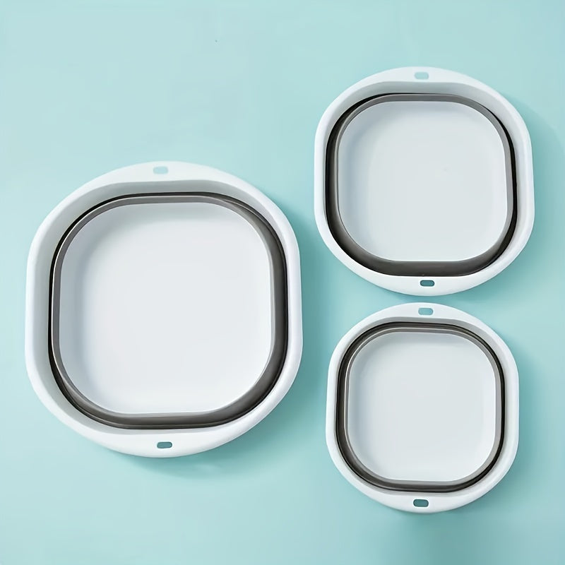 3 to'plam ko'p funksiyali portativ plastik egiluvchan yuvish idishlari, sabzavot idishlari, talaba yotoqxonalari uchun oyoq vannalari yoki oyoq idishlari sifatida foydalanish uchun mos. Zamonaviy kvadrat dizayni mavjud.