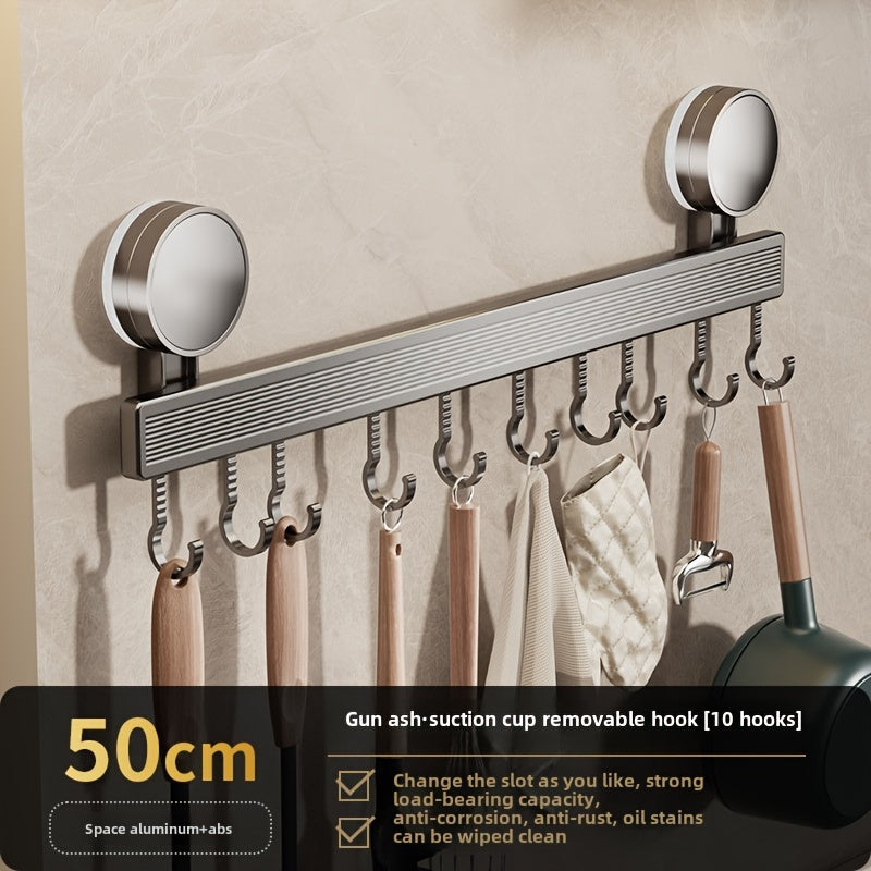 Suction Cup Kitchen Organizer No-Drill Metal Storage Rack for Utensils