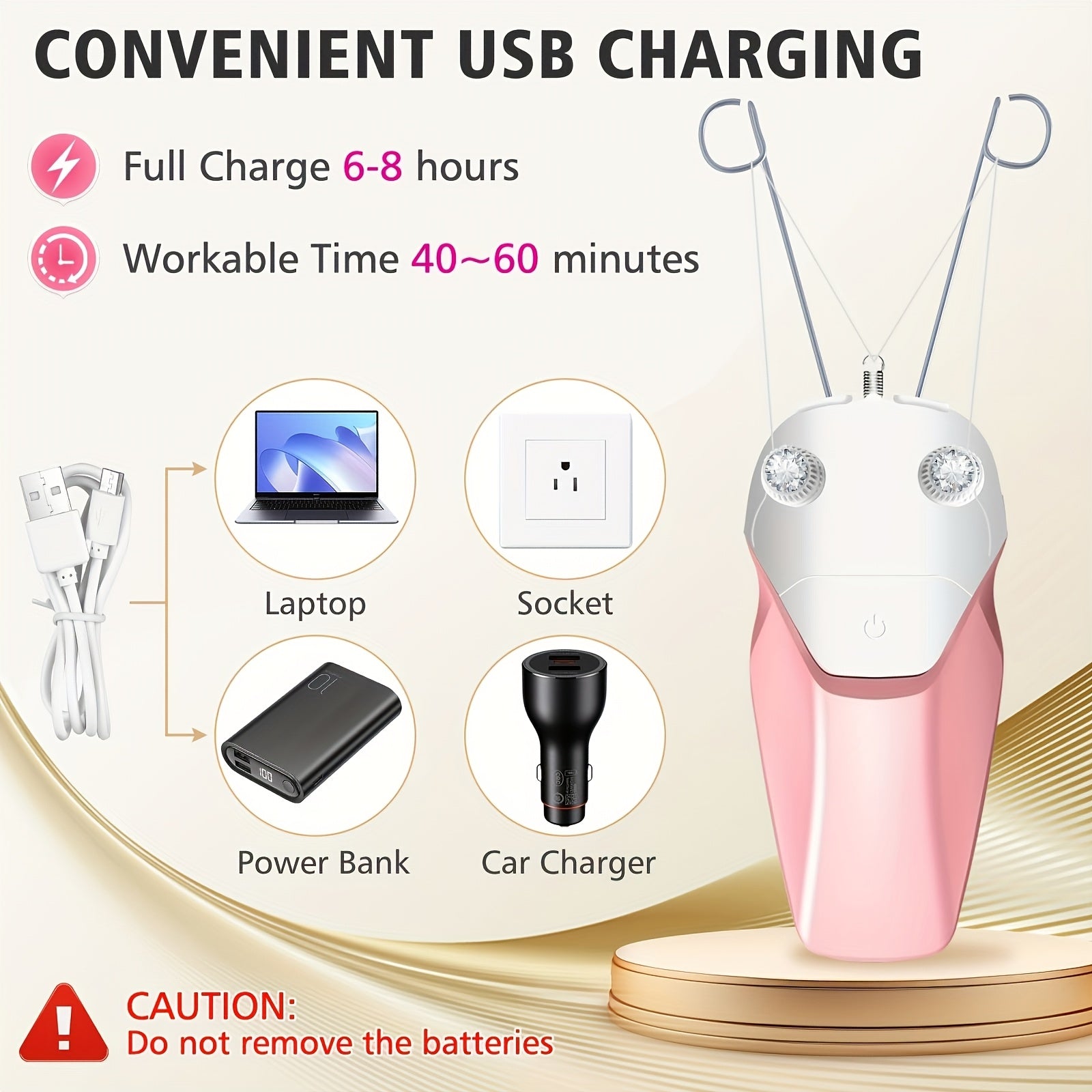 Facial Hair Remover USB Rechargeable Electric Trimmer for Women Neck Chin Lips Arms Legs Hair Removal Device