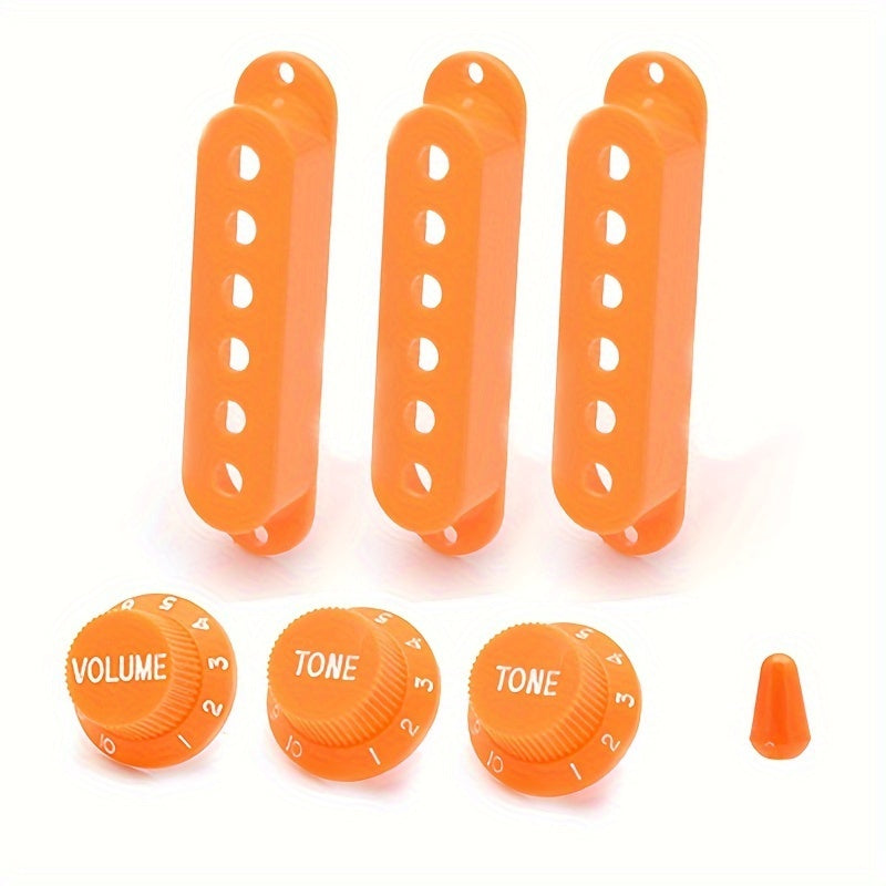 Set of 3 Plastic Electric Guitar Pickup Covers with Volume and Tone Knobs for 48/50/52mm Single Coil