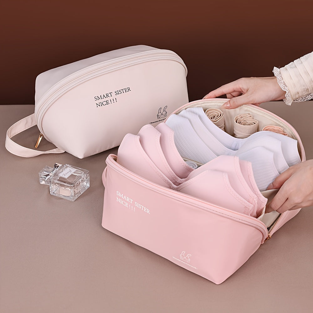 Fabric Zippered Bra Organizer Storage Bag for Travel and Packing