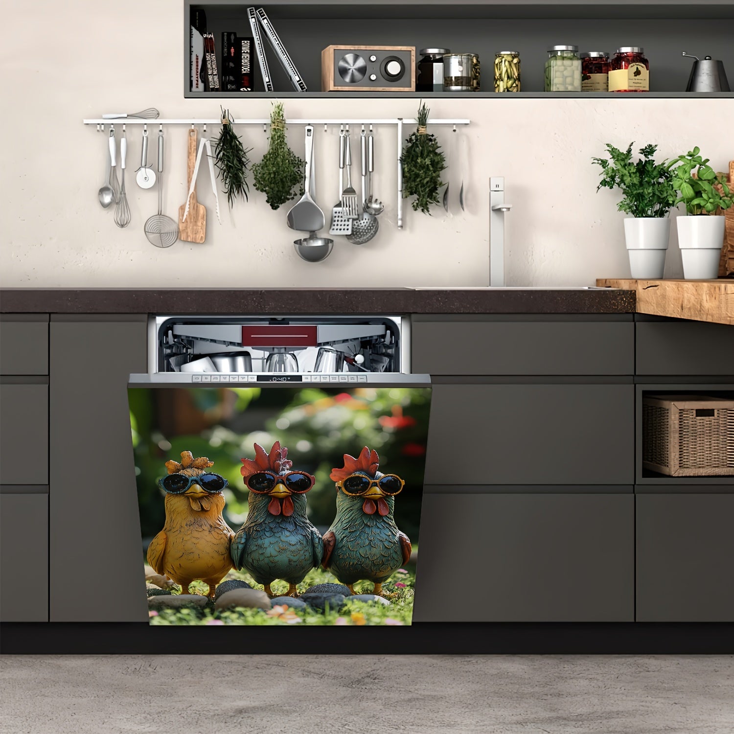 Qumli magnitli idish-tovoq qopqog'i, fermaxona oshxona dekoratsiyasi uchun 58x66 sm