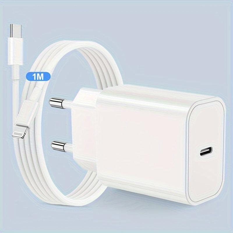 10W USB-C tez zaryadlovchi uchun iPhone iPad Android Yevropa rozetkasi Oq Sayohatga tayyor