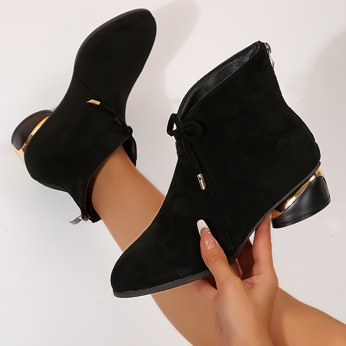 Women's Peacock Print Ankle Boots Chunky Heel Zipper Mid-Heel All-Season