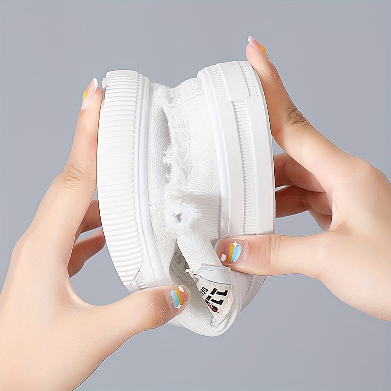 Women's Canvas Loafers Slip-On Flat Shoes Casual All-Match White