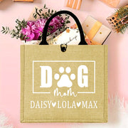 Personalized Dog Mom Tote Bag Jute Pet Lover Gift with Durable Shoulder Strap