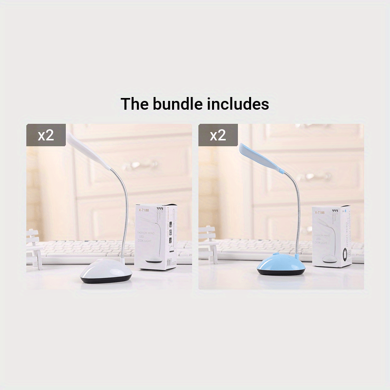 Portable LED Desk Lamp Foldable Eye-Care Mini Table Light Adjustable Angle Battery Operated White