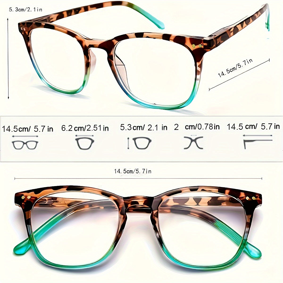 Square Framed Reading Glasses for Men and Women Lightweight Clear Lenses