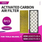 4Pcs HEPA Cabin Air Filters with Activated Carbon for Tesla Model Y