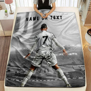Personalized Football Player Print Flannel Blanket for Bed Sofa Camping Travel
