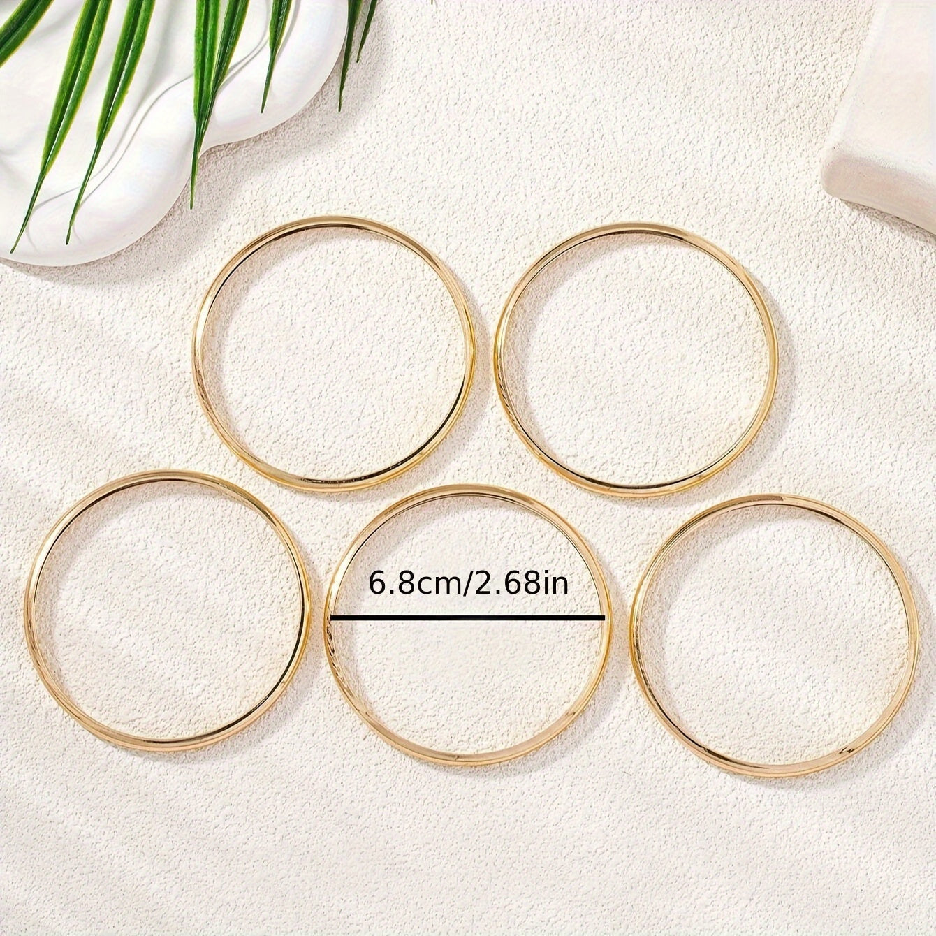 Set of 5 Gold-Plated Iron Bohemian Stackable Bangle Bracelets for Women