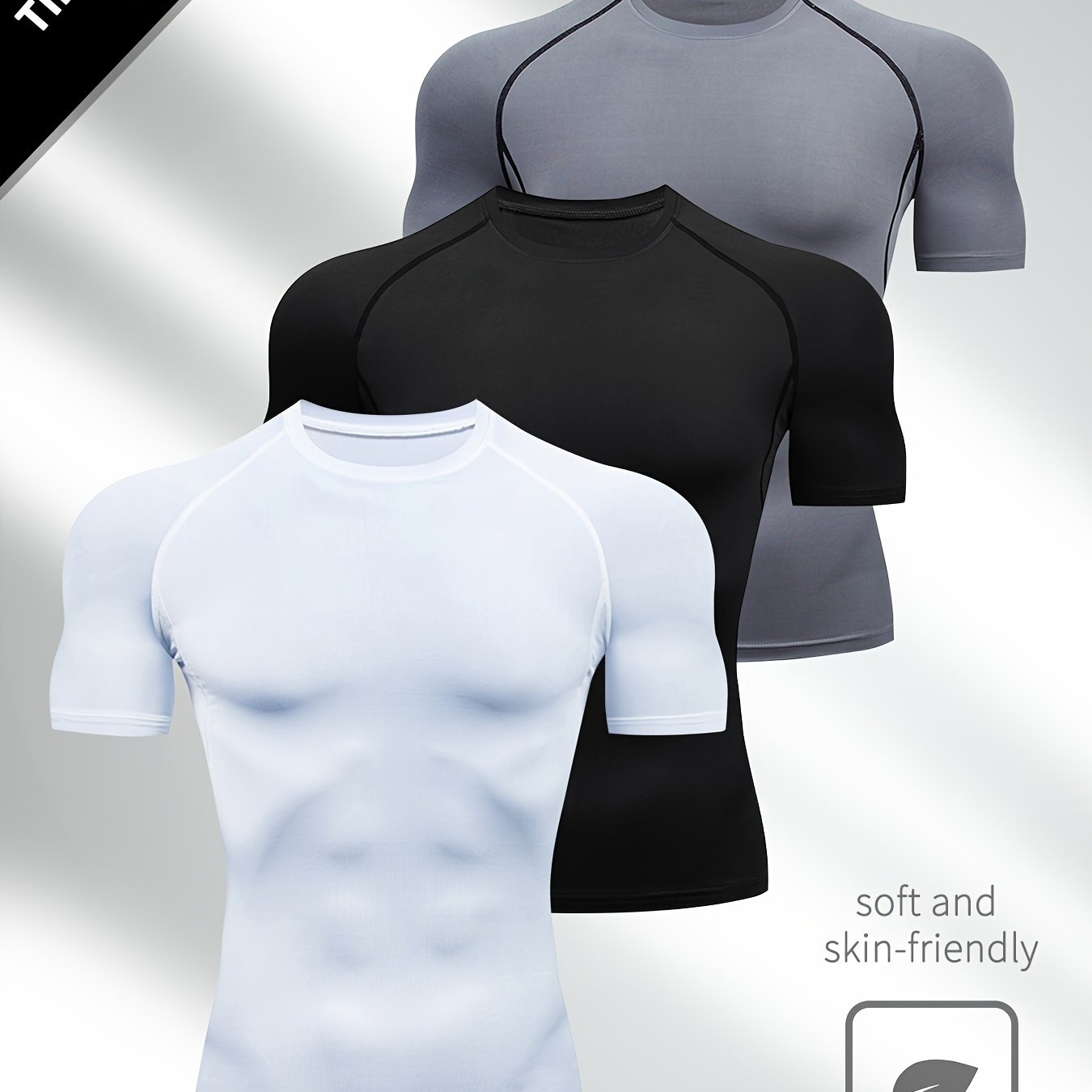 Men's Compression Shapewear Tops Short Sleeve Moisture-Wicking Fitness Workout Shirts
