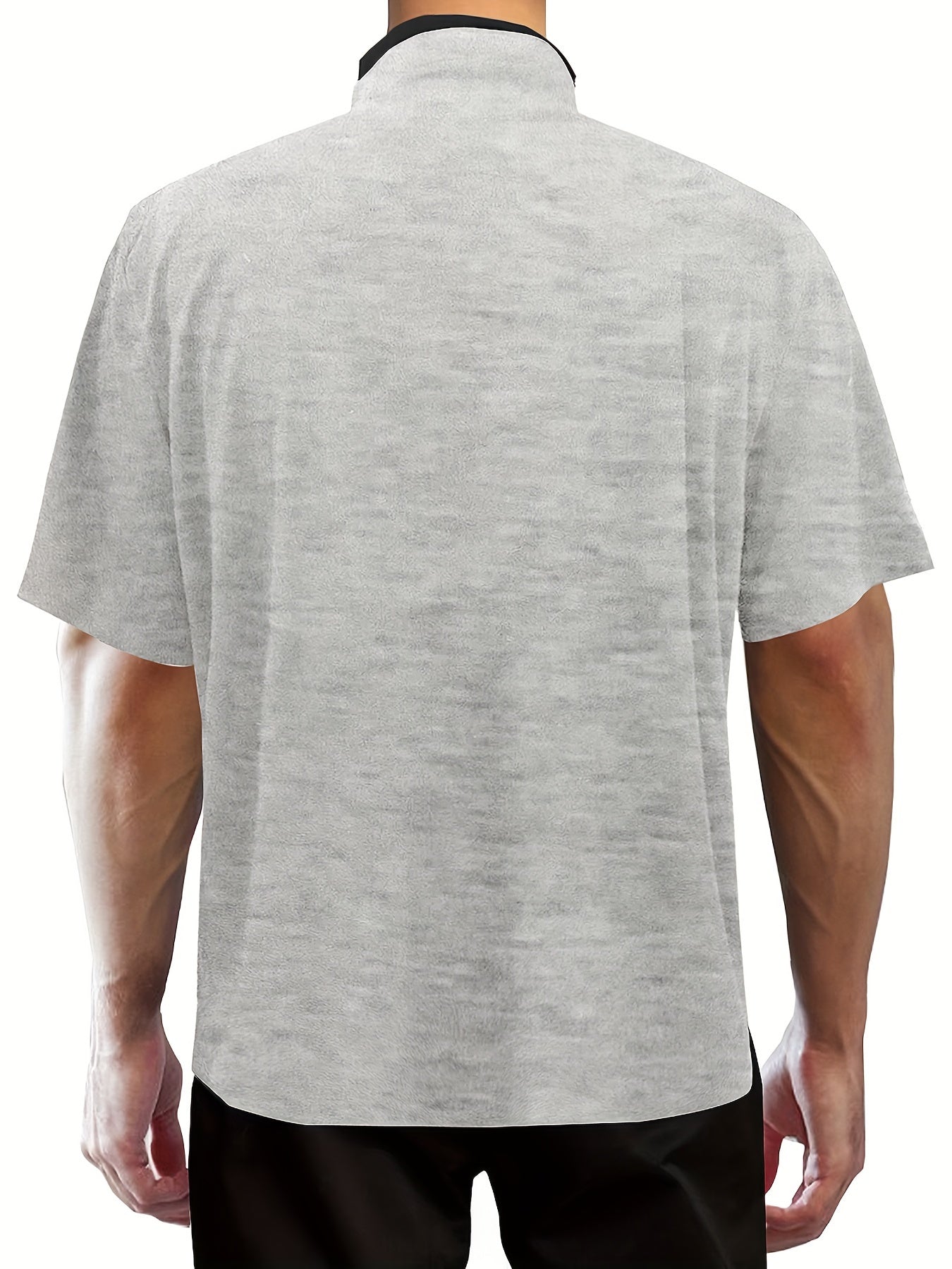 Men's Plus Size Blue V-Neck Henley Shirt Short Sleeve Regular Fit Polyester Casual Business