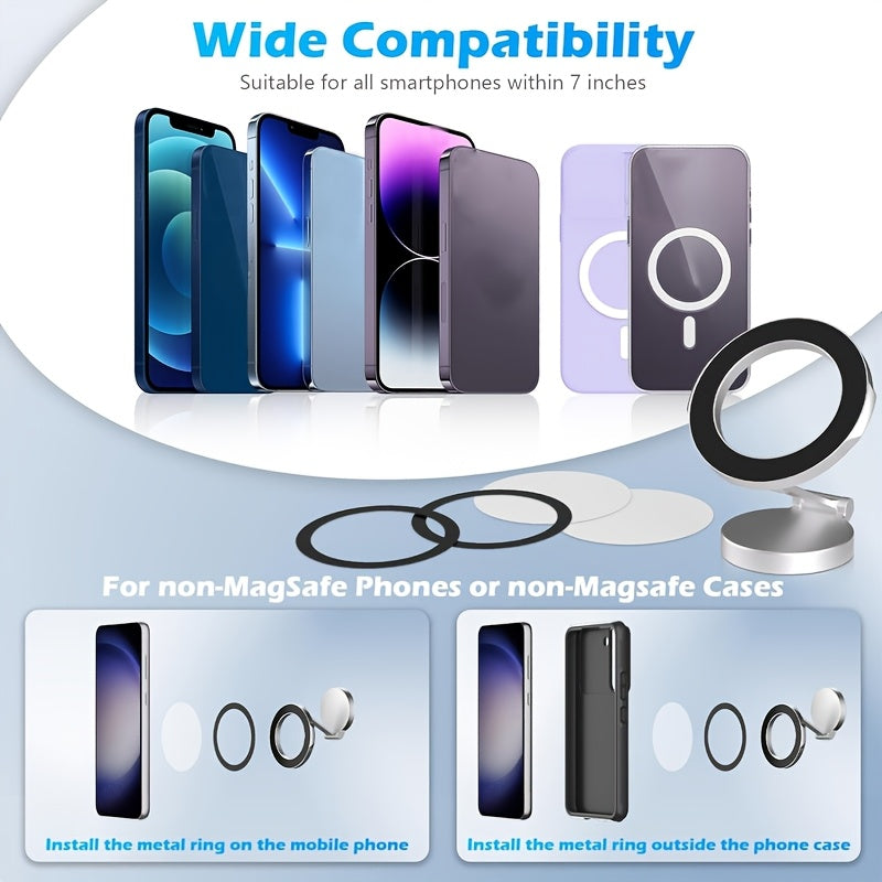 High-Strength Magnetic Car Phone Holder with 360-Degree Rotation and Foldable Design