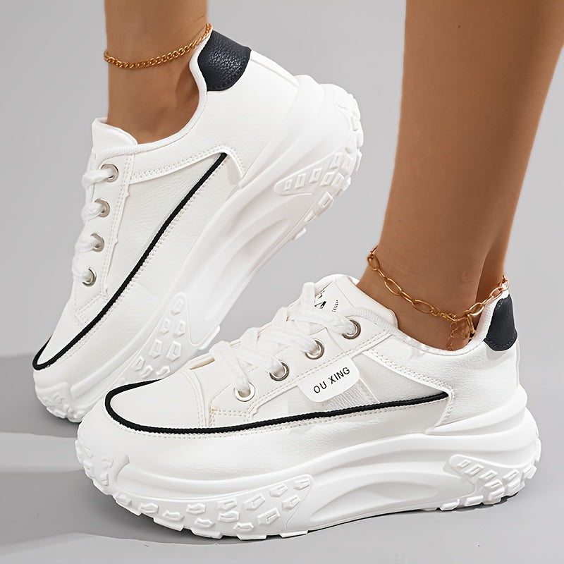 Women's High-Top Sneakers in Black White Red Beige with Thick Sole for Casual Sport Outdoor