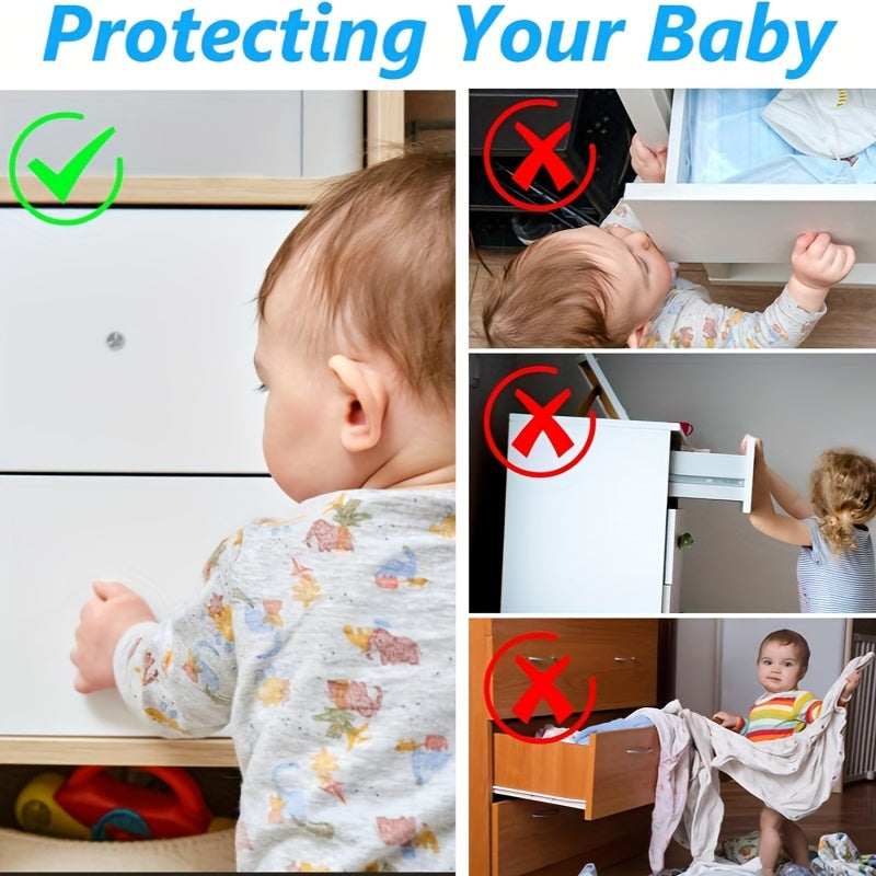 8 Child Safety Cabinet Locks ABS Phthalate-Free No-Drill Invisible Drawer Locks